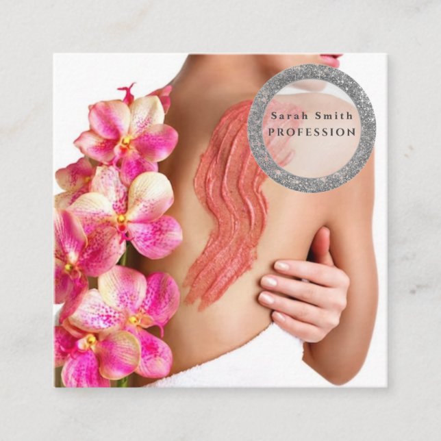 Carte De Visite Carré Peaux de femme gommage cosmétique (Devant)