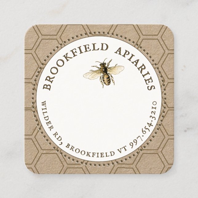 Carte De Visite Carré Peigne et abeille fleur sauvage (Devant)