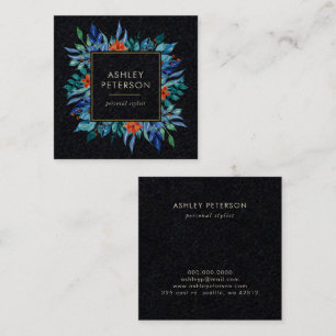 Carte De Visite Carré Peint Floral Botanique Élégant Moderne