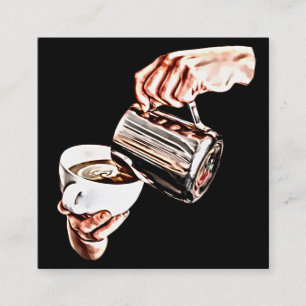 Carte De Visite Carré peinture à l'art numérique de café moulant à la ma