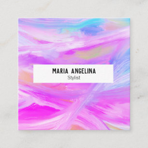 Carte De Visite Carré Peinture à l'huile colorée abstrait violet