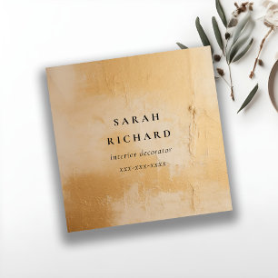 Carte De Visite Carré Peinture à l'huile d'or beige peinte artistique cl