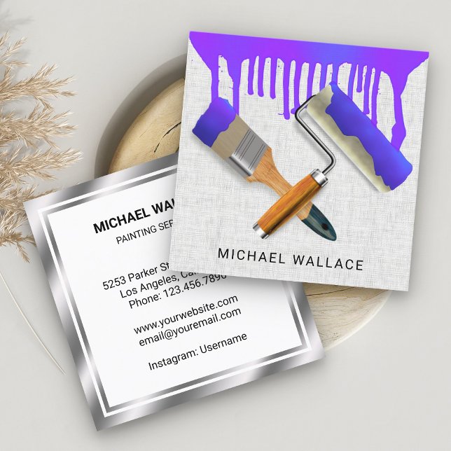 Carte De Visite Carré Peinture à tremper OEuvres de peinture professionn (Créateur téléchargé)