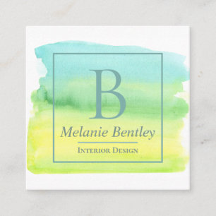 Carte De Visite Carré Peinture d'aquarelle Brosses de brosse moderne cré