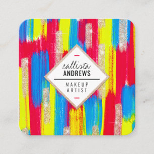 Carte De Visite Carré Peinture de maquillage de Parties scintillant en o