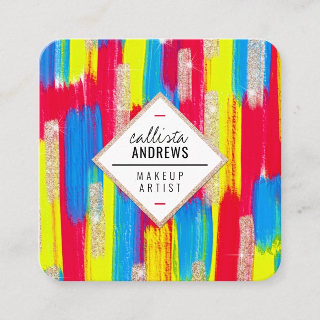 Carte De Visite Carré Peinture de maquillage de Parties scintillant en o (Devant)