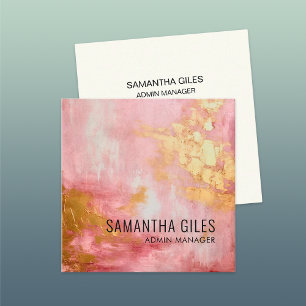 Carte De Visite Carré Peinture dorée rose Abstraite
