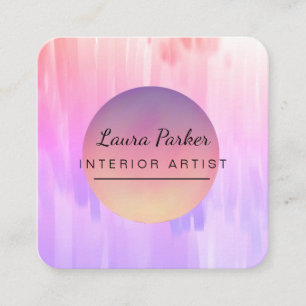 Carte De Visite Carré Peinture violette Abstraite Aquarelle moderne Arti