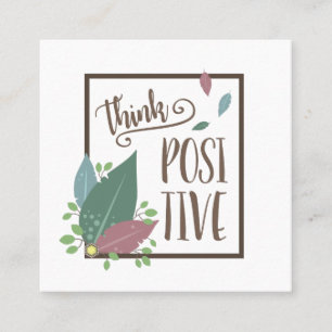 Carte De Visite Carré Pensez motivation positive citation plume boho