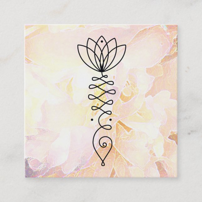 Carte De Visite Carré *~* Peony Lotus Peach Healthcare Massage Reiki Yog (Devant)