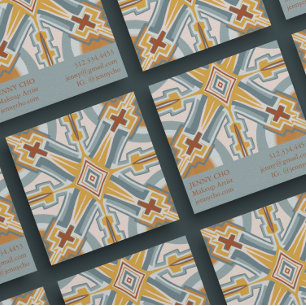 Carte De Visite Carré Père Noël Fe Carreaux géométriques