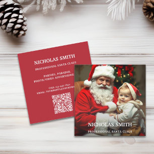 Carte De Visite Carré Père Noël photo professionnelle code QR