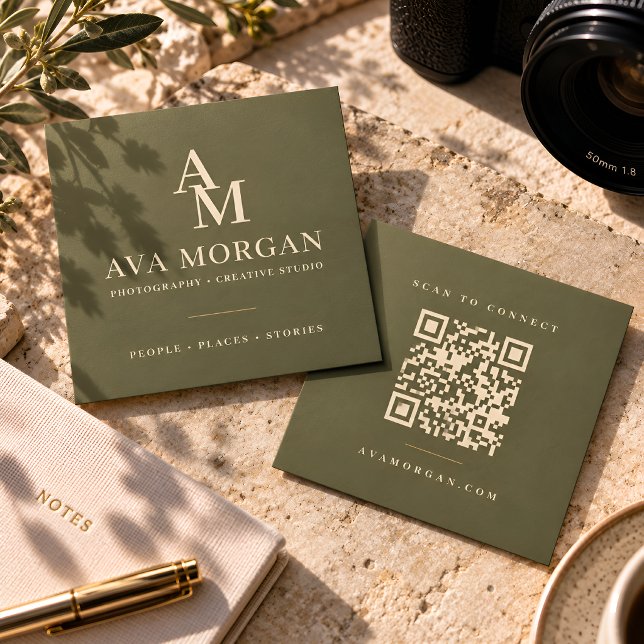 Carte De Visite Carré Personalized QR Code Modern Square (Créateur téléchargé)