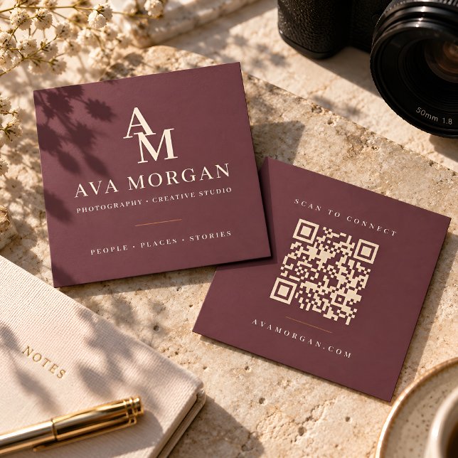 Carte De Visite Carré Personalized QR Code Modern Square (Créateur téléchargé)