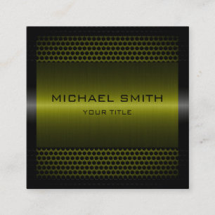 Carte De Visite Carré Personnalisé Élégant Olive Métal inoxydable