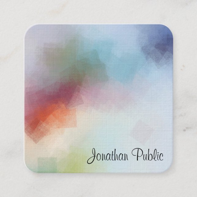 Carte De Visite Carré Personnalisé Moderne Abstrait Art Modèle Élégant (Devant)