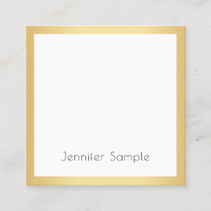 Carte De Visite Carré Personnalisé Moderne Professionnel Élégant Or Blan