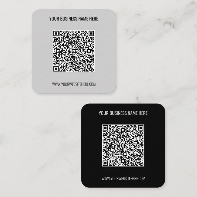 Carte De Visite Carré Personnalisez votre code QR - Texte et couleurs Ca (Devant / Derrière)