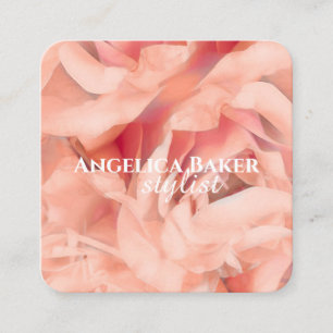 Carte De Visite Carré Pétales roses en art photo rose pâle délicat