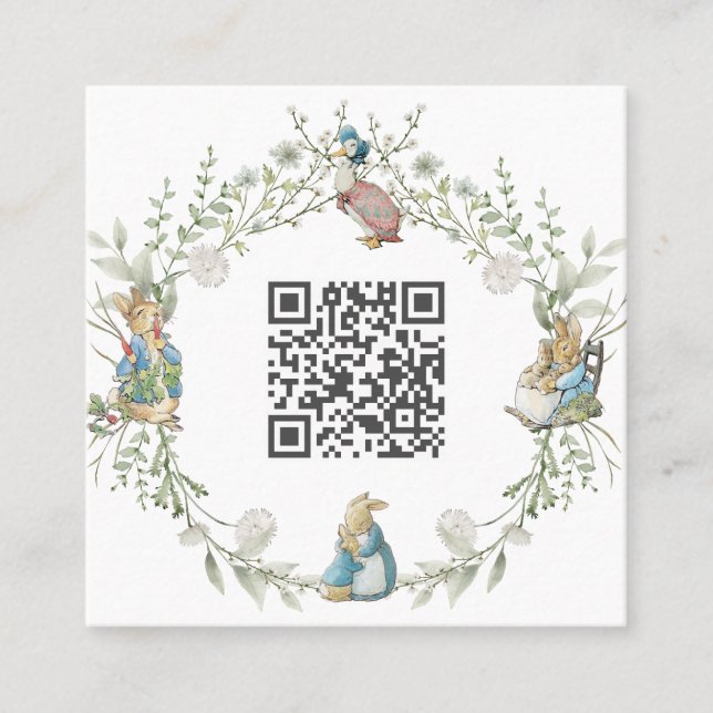 Carte De Visite Carré Peter the Rabbit Wildflower QR Code (Devant)