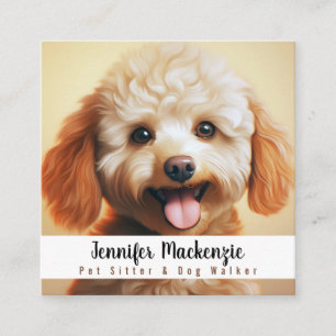 Carte De Visite Carré Petit chien animal de compagnie et marcheur de chi