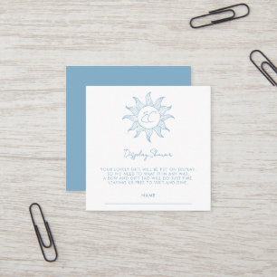 Carte De Visite Carré Petit écran de soleil Baby shower bleu