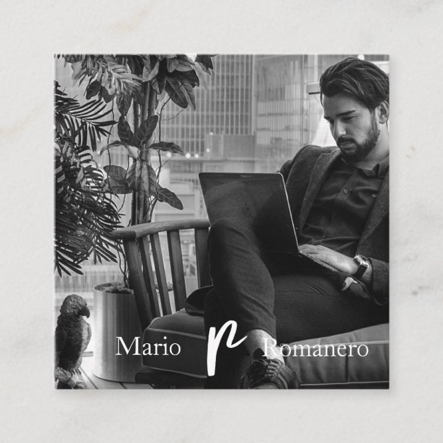 Carte De Visite Carré *~* Photo AP31 QR Professionnel Simple Minimal (Devant)