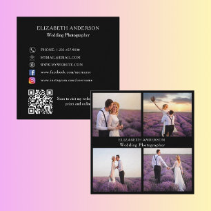 Carte De Visite Carré Photo collage noir blanc QR prime sur les médias s