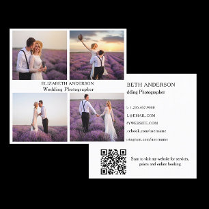 Carte De Visite Carré Photo collage QR code social média couleur de marq