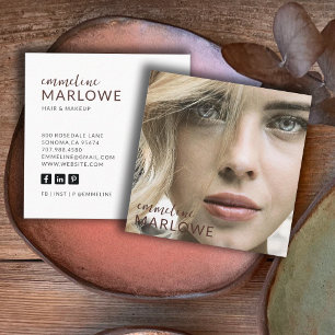 Carte De Visite Carré Photo d'artiste minimaliste moderne de maquillage