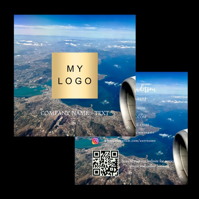 Carte De Visite Carré Photo de l'agent de voyage Code QR médias sociaux (Créateur téléchargé)