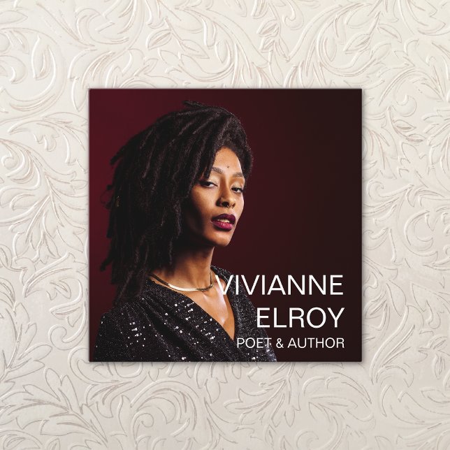 Carte De Visite Carré Photo de l'enseignant de l'auteur poète (Créateur téléchargé)