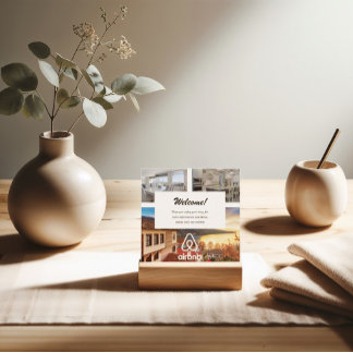 Carte De Visite Carré Photo de location de maison et logo Airbnb QR Busi