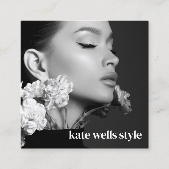 Carte De Visite Carré Photo des icônes de réseau des médias sociaux (Devant)