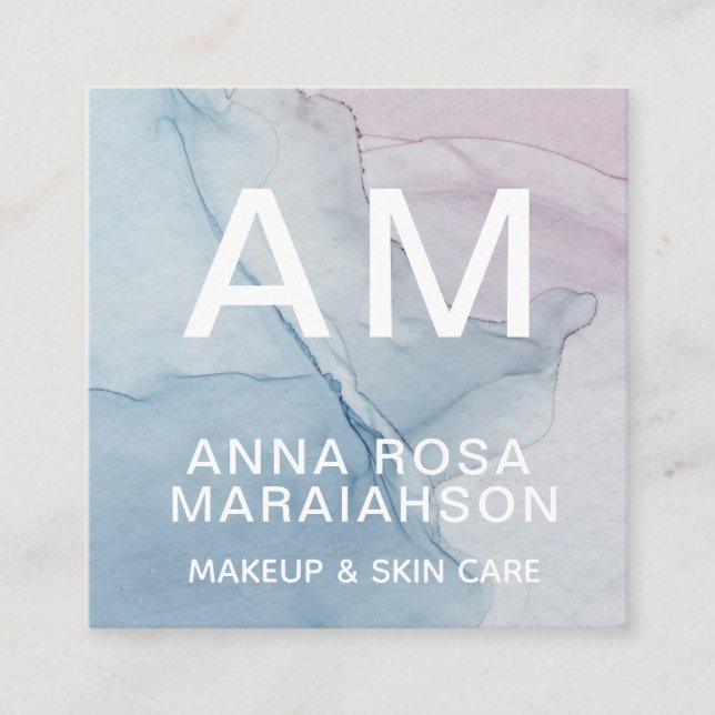 Carte De Visite Carré *~* Photo du LOGO Pastel Abstrait Artsy QR tendanc (Devant)