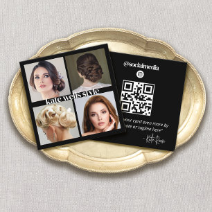 Carte De Visite Carré Photo Instagram noir Réseau de médias sociaux