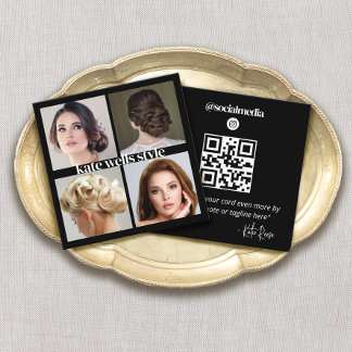 Carte De Visite Carré Photo Instagram noir Réseau de médias sociaux