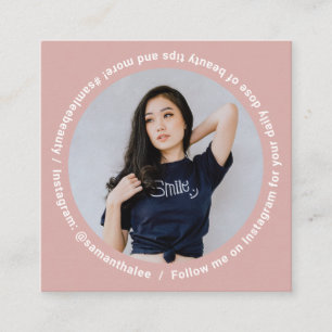 Carte De Visite Carré Photo médias sociaux Instagram moderne rose pâle