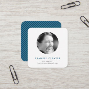 Carte De Visite Carré PHOTO MODERNE CAPTURE simple cercle bleu foncé