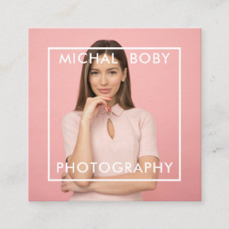 Carte De Visite Carré Photo simple moderne Code QR Médias sociaux