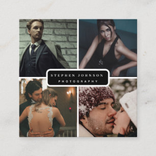 Carte De Visite Carré Photographe 4 Photos QR Code Social Media Icons