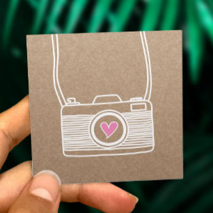 Carte De Visite Carré Photographe Cute Camera Photographie Rustique Kraf