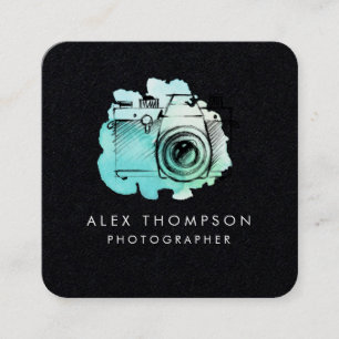 Carte De Visite Carré Photographe de l'aquarelle Carré foncée