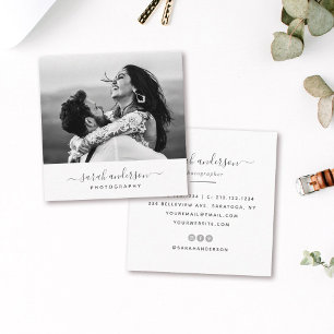 Carte De Visite Carré Photographe de typographie moderne Calligraphie mi