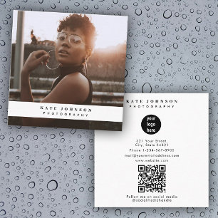 Carte De Visite Carré Photographe du logo d'entreprise moderne Photo QR