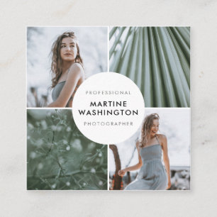 Carte De Visite Carré Photographe élégant à la frontière blanche minimal