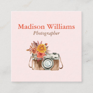 Carte De Visite Carré Photographe élégant de l'aquarelle Vintage