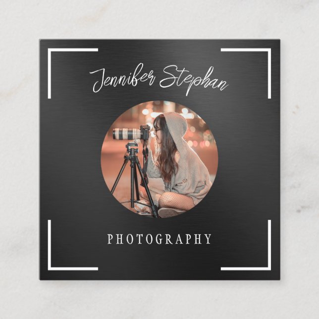 Carte De Visite Carré Photographe indépendant Photo personnalisée QR Cod (Devant)