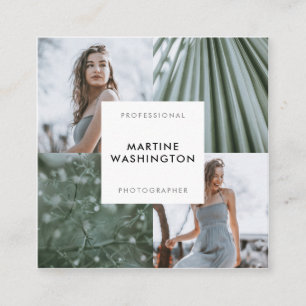 Carte De Visite Carré Photographe moderne de photo minimale blanche