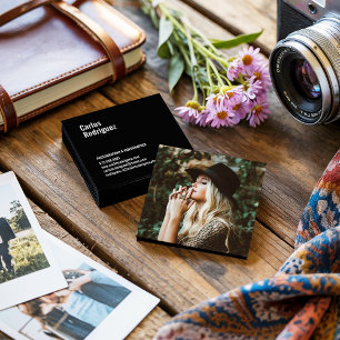 Carte De Visite Carré Photographe moderne photo simple noir et blanc